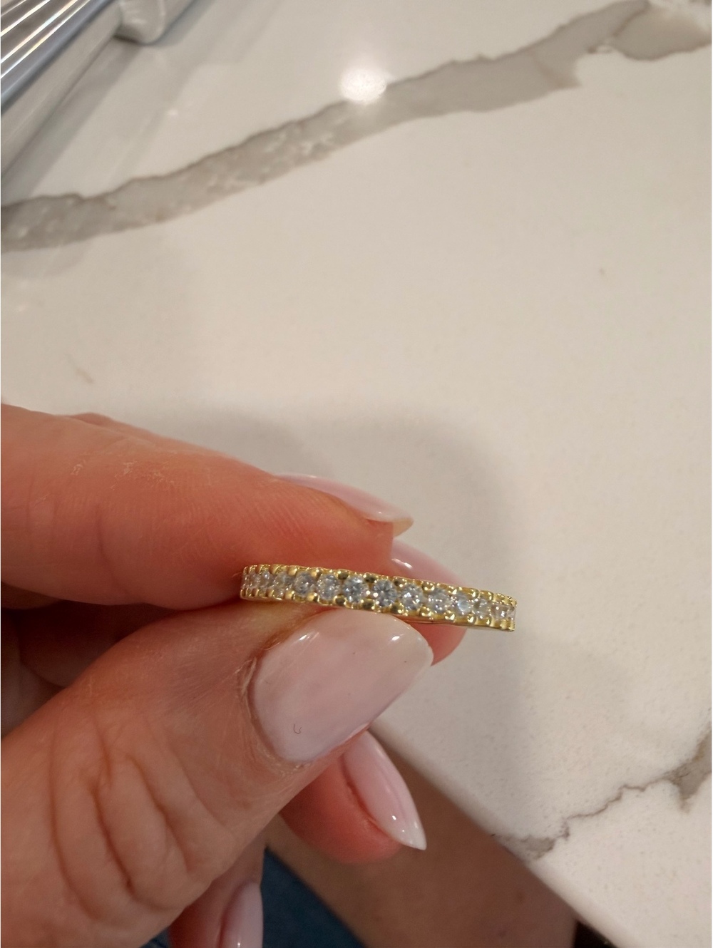 Elegant Gold-Filled Eternity Band with Clear CZ Stones